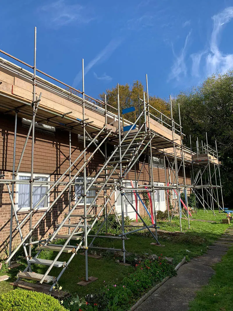 flats with scaffolding outside